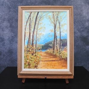 Vintage Signed Original Landscape Forest Oil Painting Framed Artwork